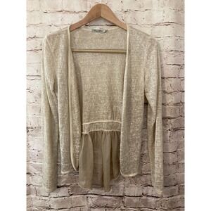 Elena Baldi Top Womens Small Beige Lagenlook Open Front Coquette Made In Italy